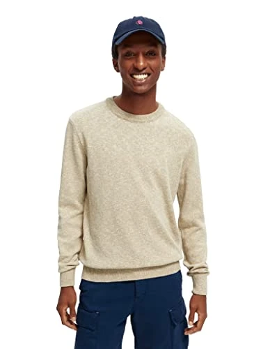 Men's Crew Neck Jumper Sweater, Sand Melange 0610, M