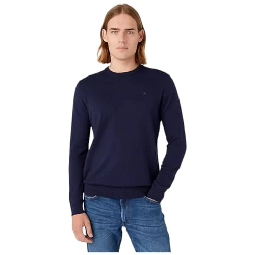 Men's Crew neck knit Sweater, navy, L