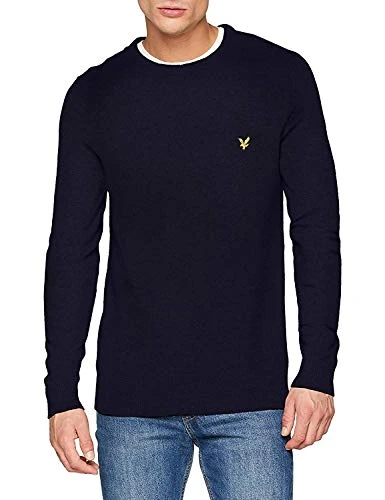 Men's Crew Neck Lambswool Blend Jumper, Blue (Dark Navy Z271), Small (Size:S)