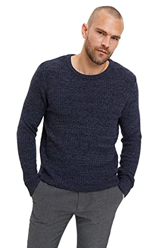 Men's crew neck slim fit sweater. - Blue - M