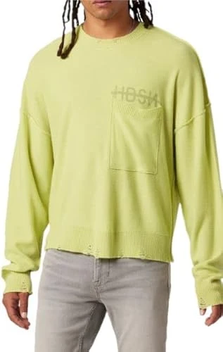 Men's Crew Neck Sweater, Lime, Medium