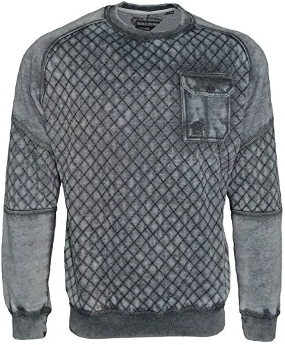 Mens Crew Neck Sweatshirt and Elasticated Slim Jogging Bottom Quilted Diamond Cut Style Fleece Top &