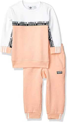 Men's Crew Neck Sweatshirt Set, Top:Glow Pink/White Bottom:Glow Pink F19, 18M