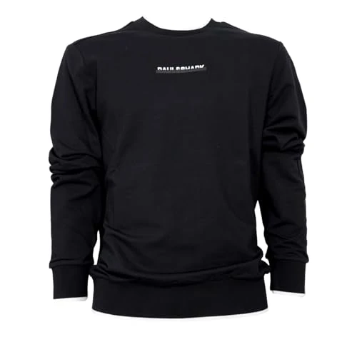 Men's Crew Neck Sweatshirt with Logo and Contrast Cuffs 13311807 Colour Black, See PHOTOS, L