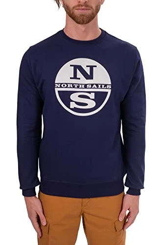 - Men's Crew Neck Sweatshirt with Logo, blue navy, M