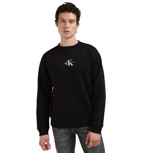 Men's Crew Neck Sweatshirt without Hood, Black (Ck Black), 3XL