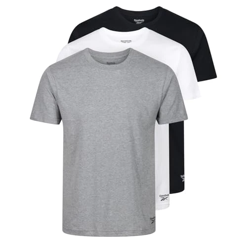 Men's Crew Neck Tees Multi Pack Basic Cotton Blend Short Sleeve T Shirts with Classic Logo - Pack of