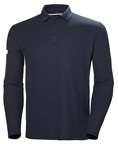 Mens Crewline Long Sleeve Polo, XL, Navy