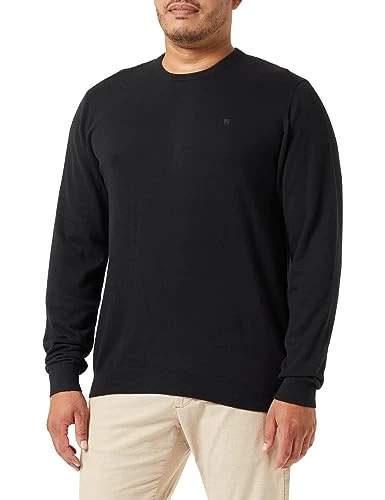 Men's Crewneck Knit Sweater, Real Black, M