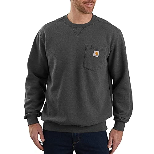 Men's Crewneck Pocket Sweatshirt, Carbon Heather, XXXL