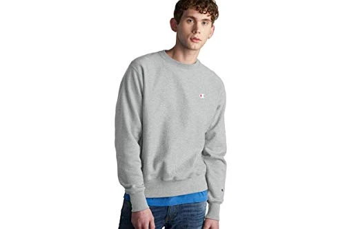 Men's Crewneck, Reverse Weave Pullover Sweatshirt, Oxford Gray Left Chest C, 3XL