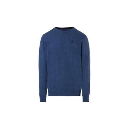 Men's Crewneck Sweater Made of Recycled Cashmere Blend. Embroidered Logo on Chest., Ocean Blue, XXL