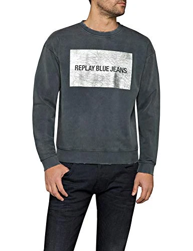 Men's Crewneck Sweatshirt Cotton Black in Size X-Large