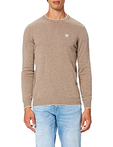 Men's Crewneck W/Tipping 12 GG Sweater, Fossil Melange, L