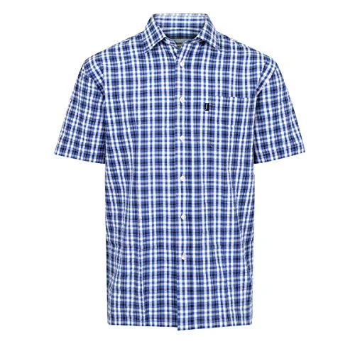 Mens Croyde Seersucker Casual Short Sleeve Shirt Blue 5XL