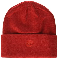 Men's Cuffed Beanie with Embroidered Logo Cold Weather Hat, Barbados Cherry, One Size