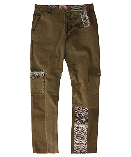 Men's Customised Patchwork Cargo Trousers Khakis, 34L