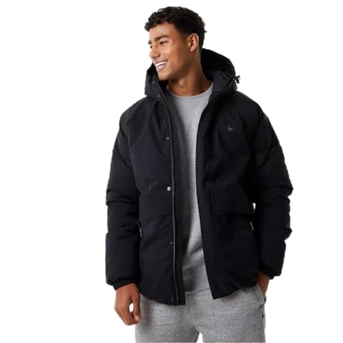 Mens Cut and Sew Puffer Jacket Black M