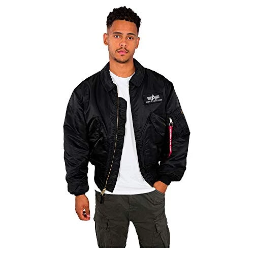 Men's CWU 45 Bomber Jacket Coat, Black, Large