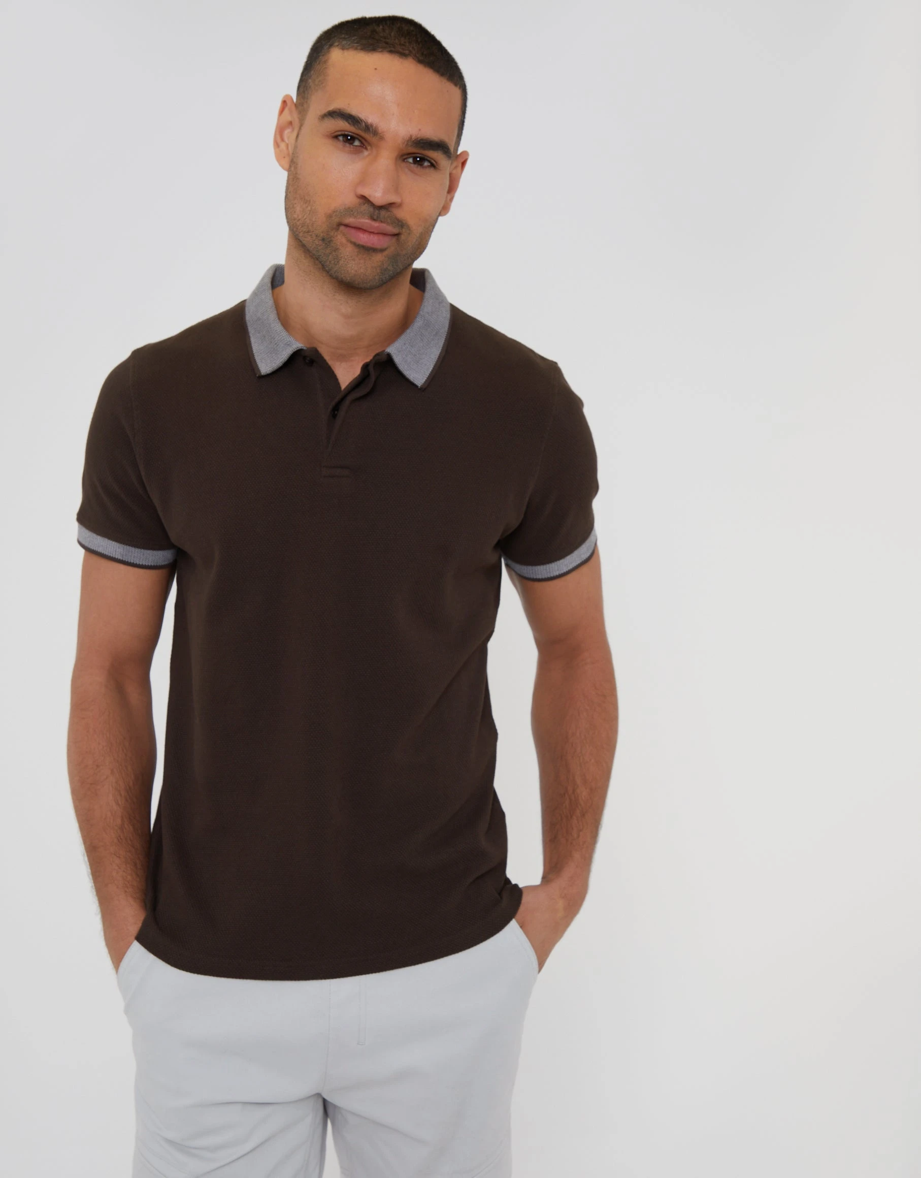 Men's Dark Chocolate Popcorn Jersey Polo Shirt