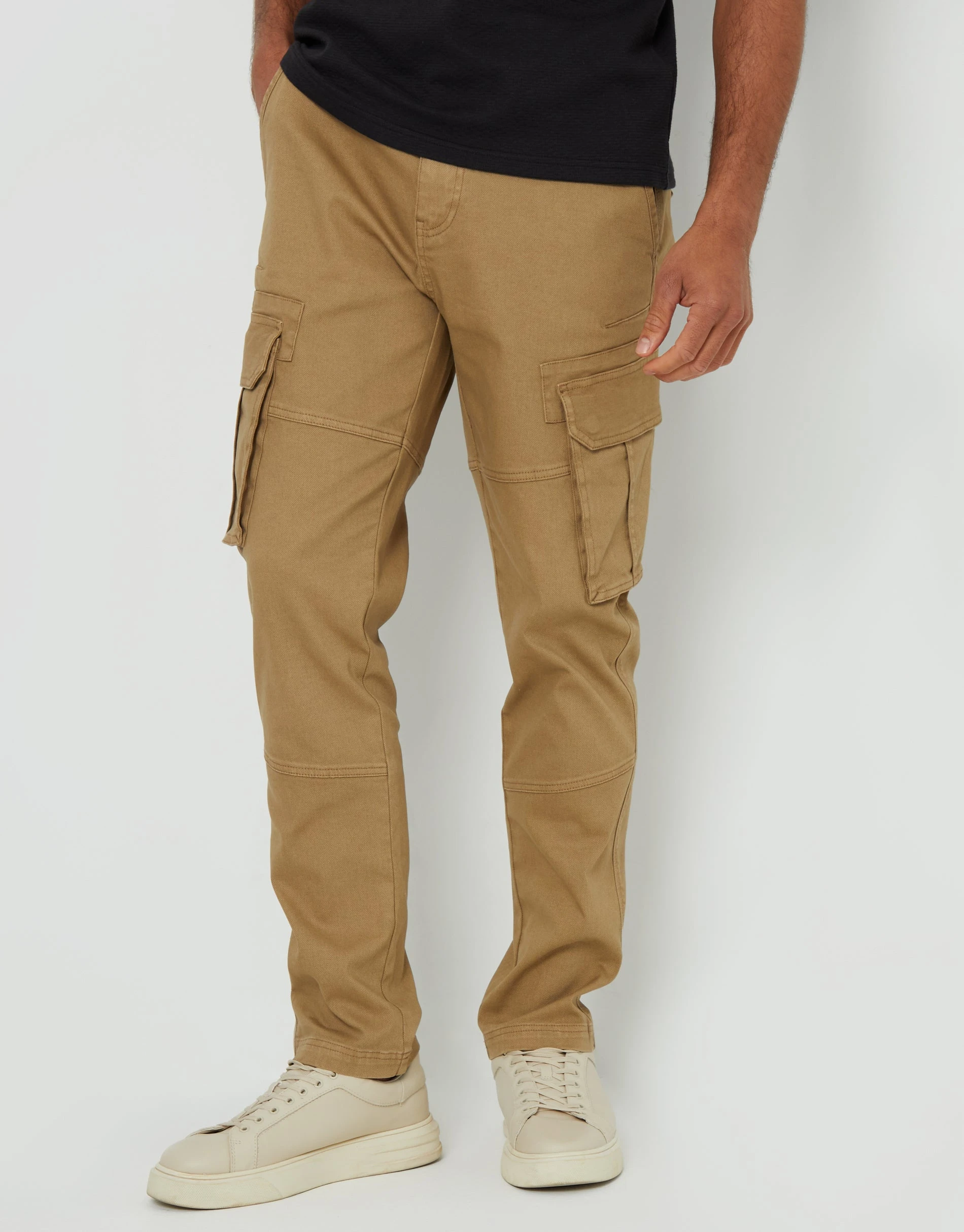 Men's Dark Stone Cargo Pocket Stretch Trousers