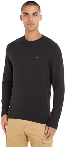 Men's DE Cotton Crew Neck Pullovers, Black, XL