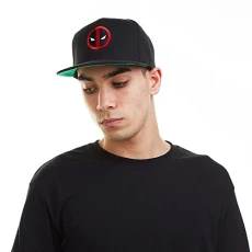 Men's Deadpool Logo Snapback Flat Cap, Black (BLACK BLK), One Size UK