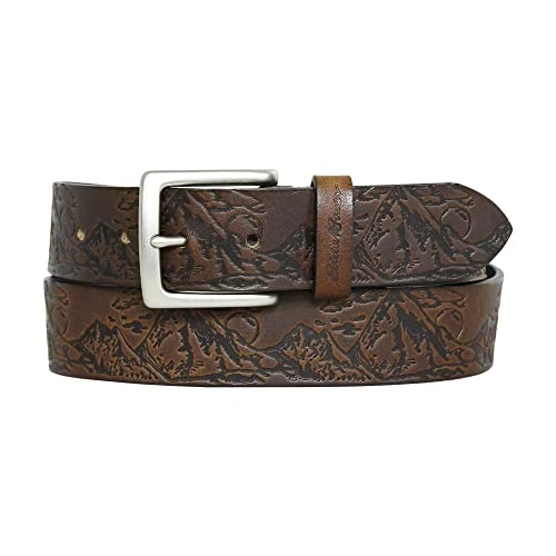 Men's Debossed Live Your Adventure Leather Belt, Tan, XL