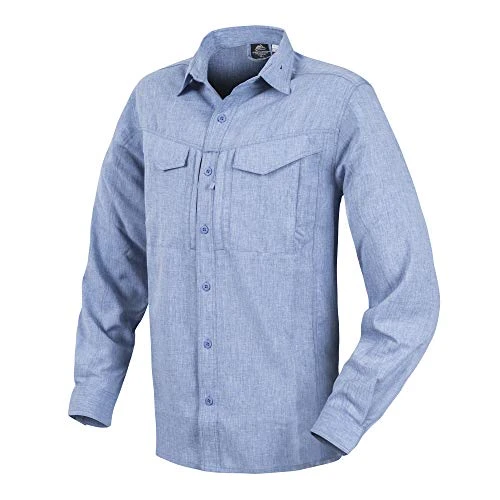 Men's Defender Mk2 Gentleman Shirt Long Sleeve Melange Light Blue Size S