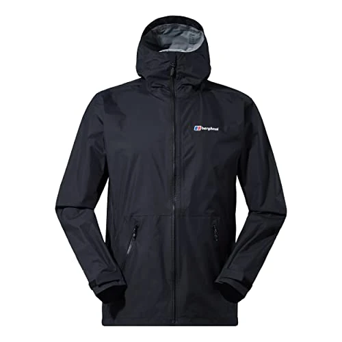 Men's Deluge Pro 2.0 Waterproof Shell Jacket, Adjustable, Durable Coat, Rain Protection, Black, L