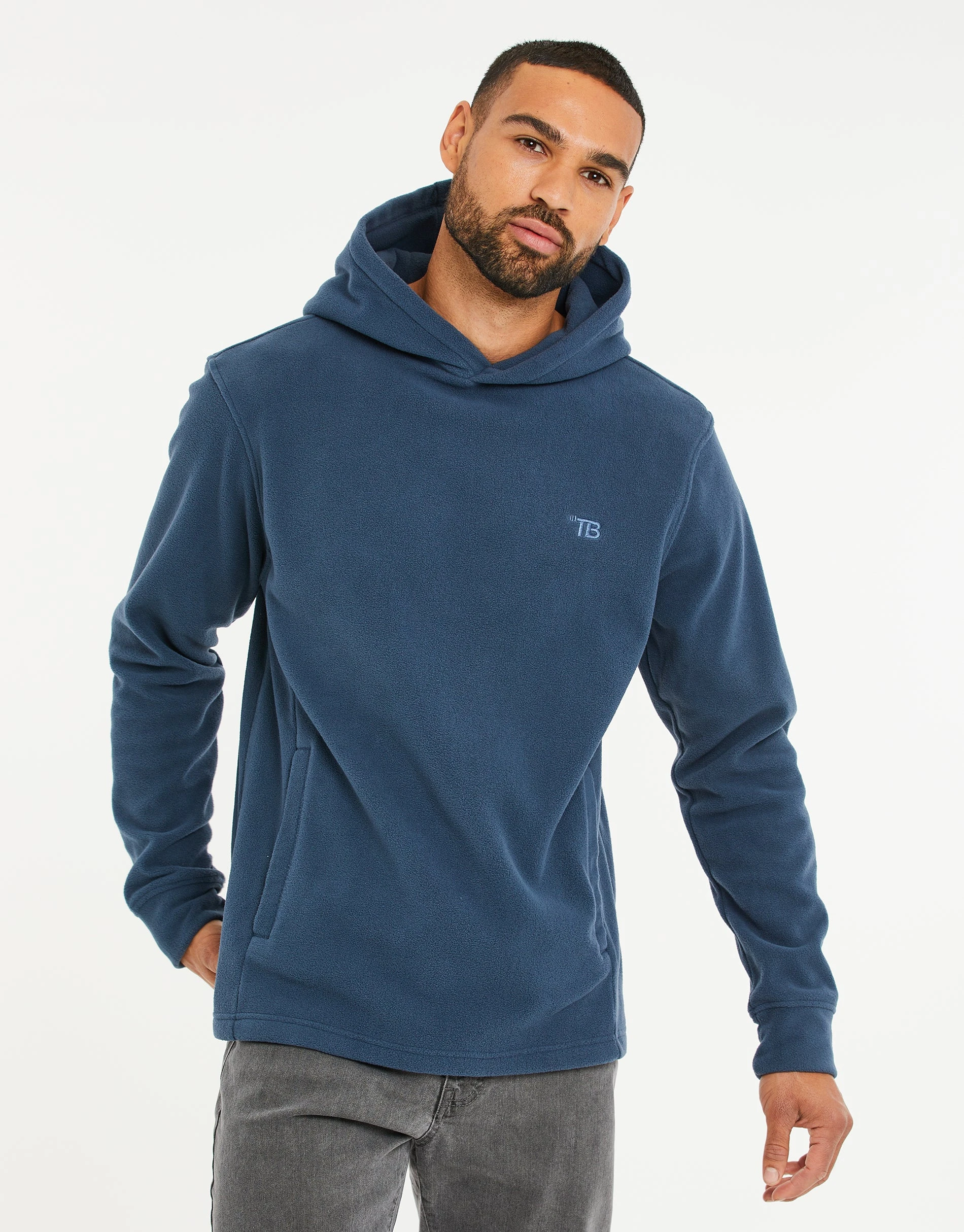 Men's Denim Blue Fitness Pullover Hoodie