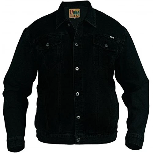 Mens Denim Jacket Biker Heavy Duty Premium Quality Classic Jacket (Large, Black)