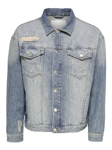 Men's denim jacket, oversize, Blue Denim, XXL