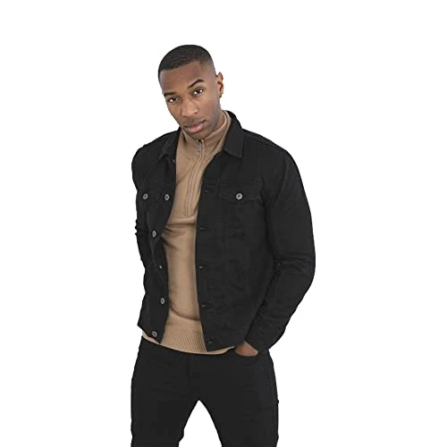 Men's Denim Jackets Classic Western Trucker Coat Comfort in Every Layer, Black Colour, Size- Medium