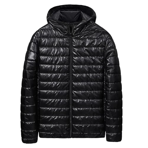 mens denim jackets Mens Down Jacket Lightweight Winter Coat Warm Jacket Easy Care Packaway Bag Water Resistant Rain Jacket for Camping, Travelling & Walking