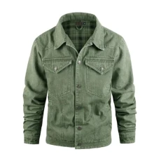 Mens Denim Jackets UK Clearance, Vintage Soild Color Jean Jacket Western Denim Jacket with Huge Pocket Mens Classic Trucker Denim Jackets Long Sleeve Buttons Up Jacket Lapel Leisure Jacket