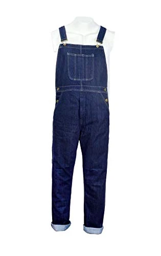 Mens Denim Jeans Dungarees Adults Bib and Brace Overall Heavy Duty Workwear Pant Dark Blue UK 32