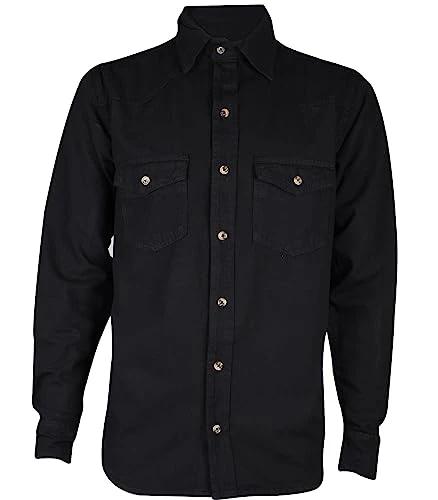 Mens Denim Shirt 100% Cotton Multi Pocket Long Sleeve Casual Collared Button Down Washed Effect Shir