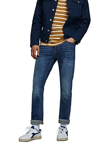 Men's Denim Tim Straight Leg Slim Fit Flat Front Tim Original, Colours:Dark Blue-2, Pant Size:34W / 30L