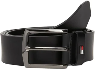 Men's Denton Belt with Leather Logo, Black (Black), 31,5 inches
