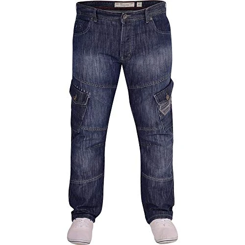 Mens Designer Heavy Duty Multi Pocket Cargo Combat Denim Jeans 30W 30L Stone Wash Blue