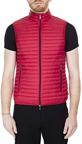 Men's Designer Outerwear Quilted Jacket, Rosso Scuro, 50