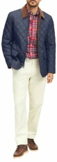 Men's Diamond Quilted Walking Coat, Navy, L