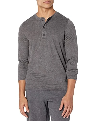 Men's Diffusion Henley Long Sleeve Tee Shirt, Heather Charcoal, S