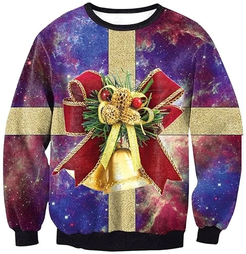 Men's Digital Print Pullover Sweatshirt with Crew Neck Halloween Sweatshirt Christmas Unisex Long Sl