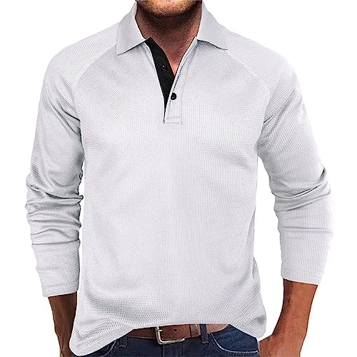 Mens Distressed Henley Shirts Front Placket Retro Long Sleeve Tee Shirts V Neck Casual Button Up Washed T-Shirts Personalised T Shirt UK Hawaiian Shirts for Men Adult Shit Shirt White T Shirt Men