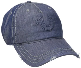 Men's Distressed Horseshoe Baseball Cap, Dark Indigo, One Size