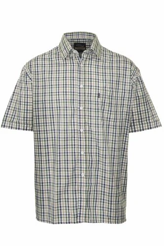 Mens Doncaster Country Casual Short Sleeve Shirt 5XL Green Check