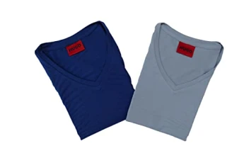 Mens Double Pack deep v-Neck Blue & Grey Stretch fit 2 x t-Shirts Hugo-V 50325417 (as8, Alpha, l, Regular, Regular)