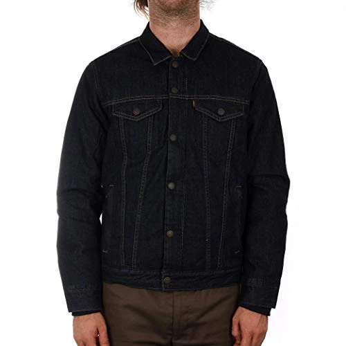 Men's Down Fill Styled Trucker Jacket, Blue, X-Large